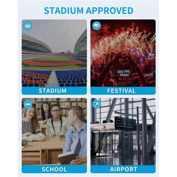 Clear Backpack Stadium Approved 12×6×12,Clear StadiumBag for Concert Sport Event - Picture 6 of 6